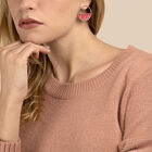 Girafe Small Hoop Earrings, Gold finish, Black Glitter / Soft Red image number 6